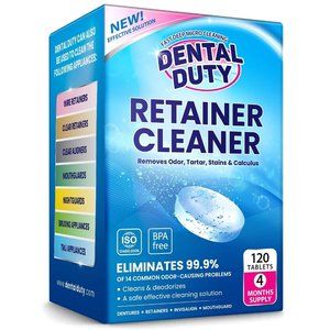 120 Retainer and Denture Cleaning Tablets (4 Months Supply) - Cleaner Removes Pl